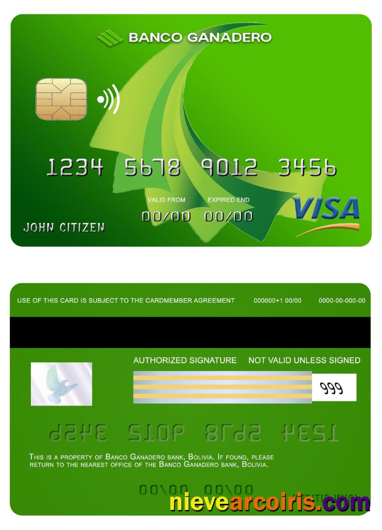 Bolovia Ganadero bank visa card